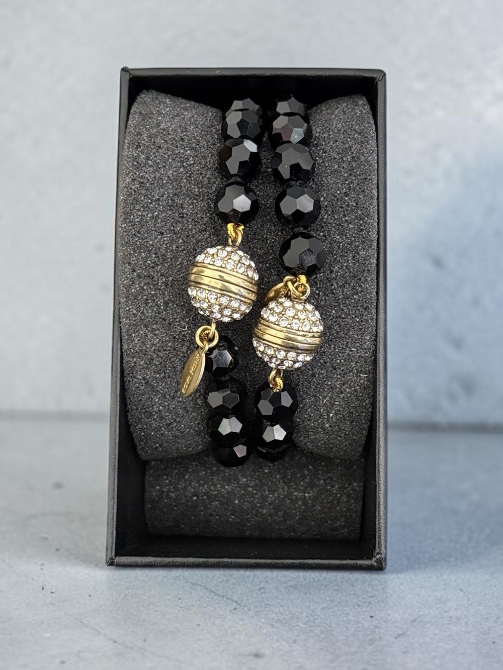 NWT HEIDI DAUS Art Deco Magnetic Necklace/Bracelets Set Large Jet Black Crystal
